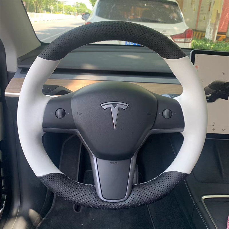 2023款特斯拉Model3焕新版专用手缝方向盘套 model Y全包把套改装