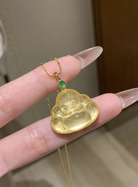 金佛庇护！天然水沫玉佛公项链