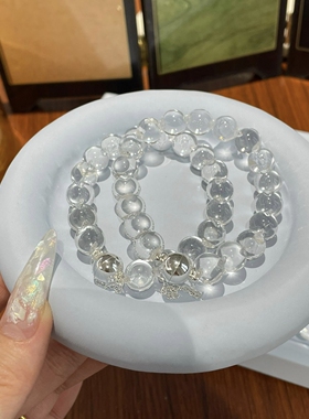 「白水」牛鼻孔净体天然白水晶手链女款轻奢小众精致送礼物闺蜜