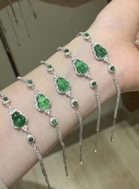 翠竹凝露！天然阳绿翡翠手链