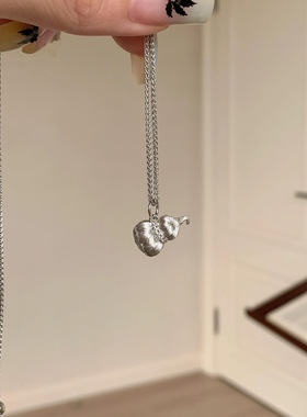 「拉丝南瓜葫芦」新中式拉丝葫芦项链女款轻奢s925银小众送礼闺蜜