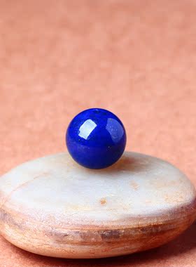 好客青金 纯天然阿富汗青金石单珠圆珠 无白微微金 配多宝 成色好