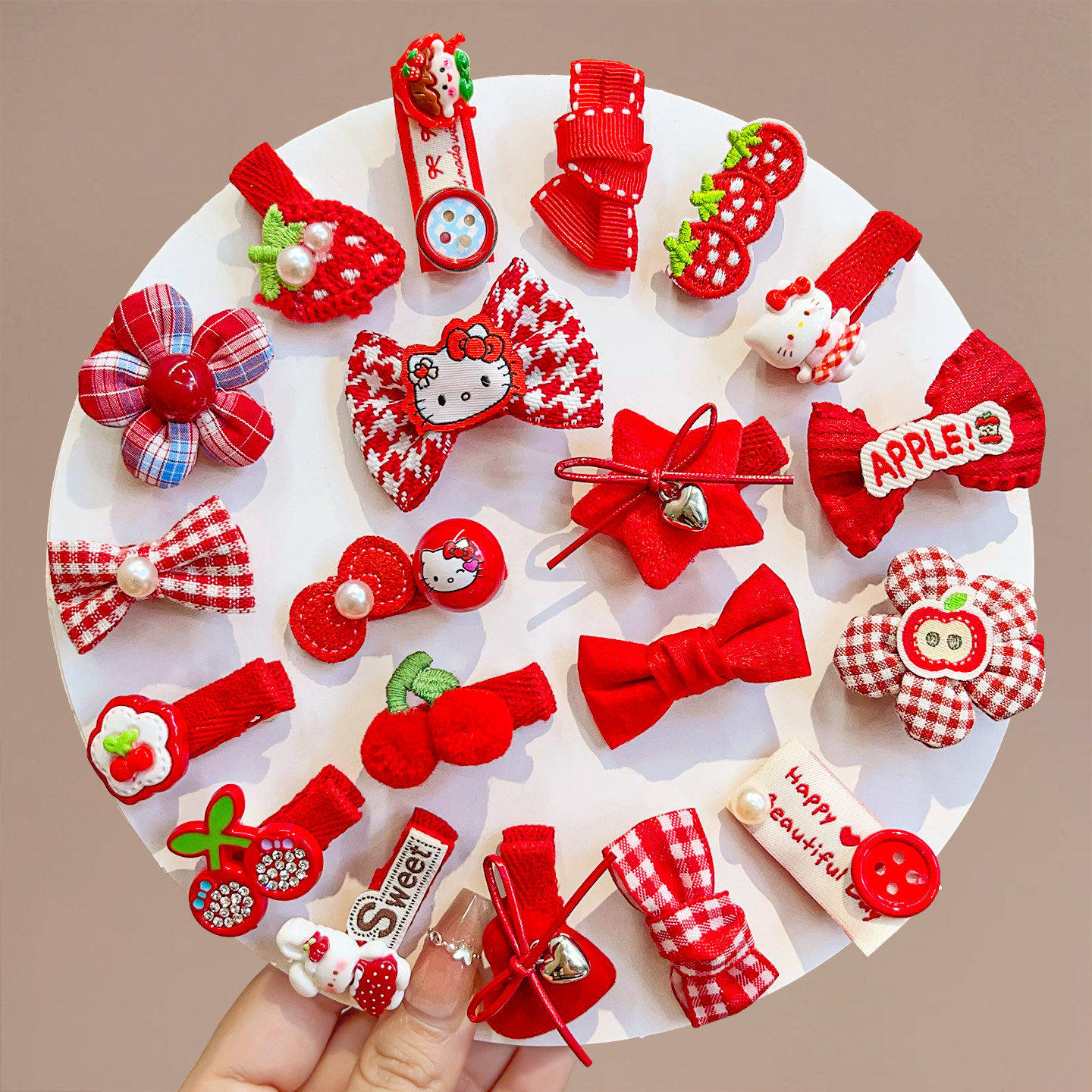 新年发饰女童儿童红色蝴蝶结发夹可爱KT猫草莓头饰甜美2026新款,淘宝优惠券,粉丝福利购,淘宝优惠卷