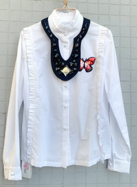 新品 特价 Fairyfair专柜正品黑色高端订珠领饰 女