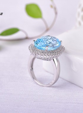 克拉鸽子蛋纯银海蓝宝现货直销