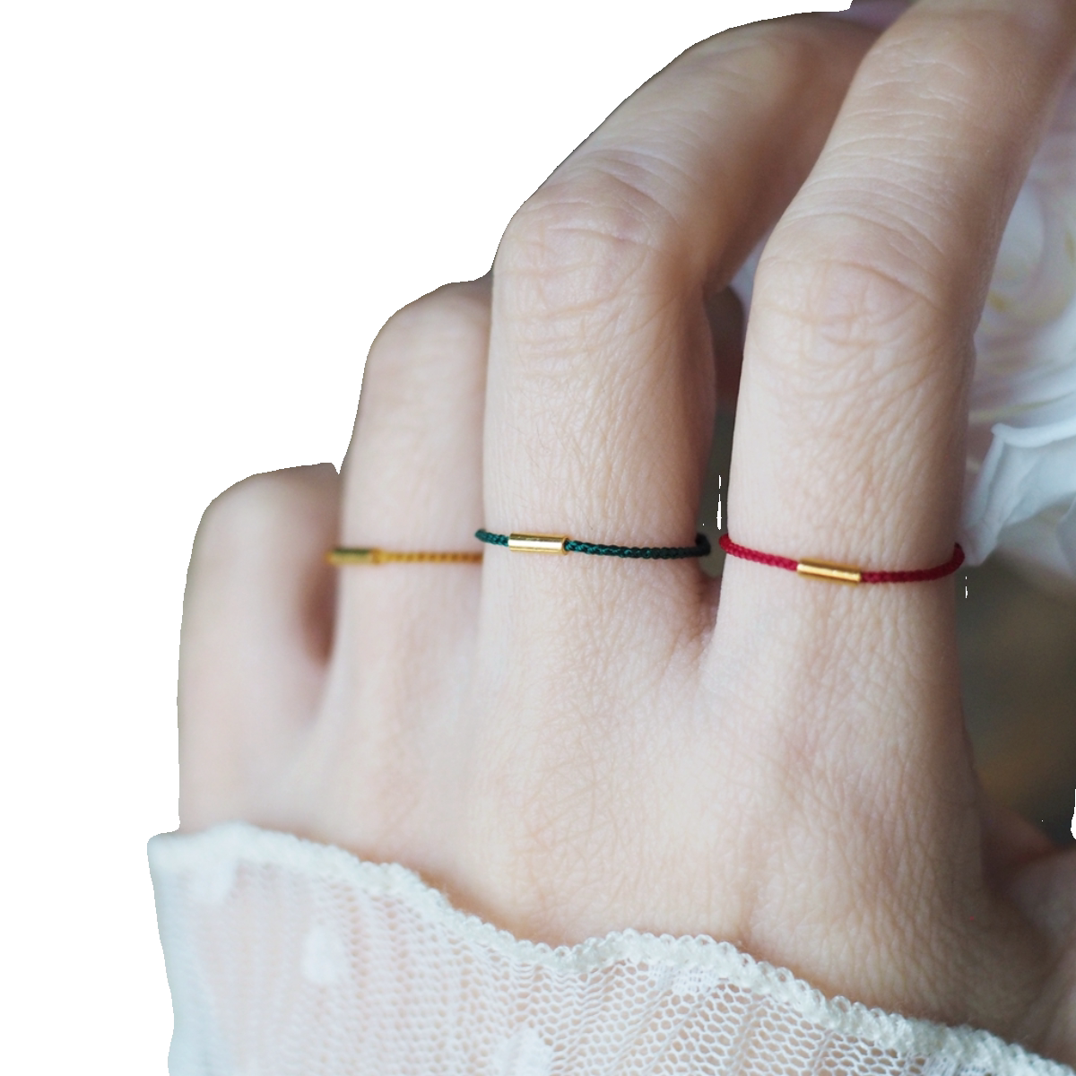 Adjustable hand-woven red rope ring ring 999 pure gold one-word ring transfer beads gift for men and women couples