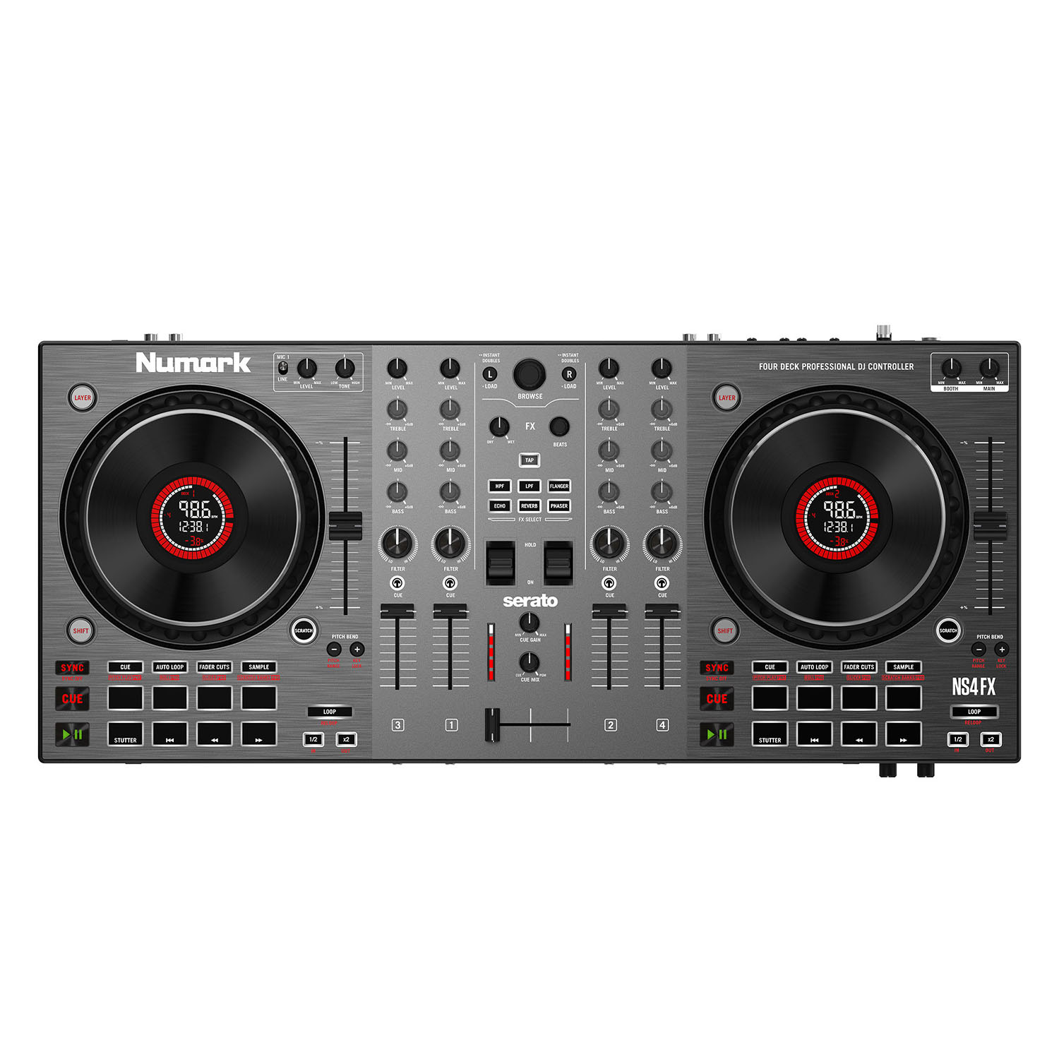 Numark/露玛NS4FX 四通道DJ控制器 包厢商演DJ打碟机 Serato Lite - 图1