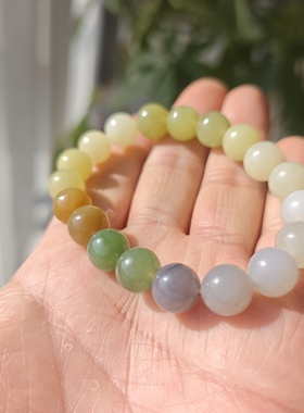 天然和田玉多宝手链碧玉黄玉糖玉白玉男女款一物一图卡10带证D02