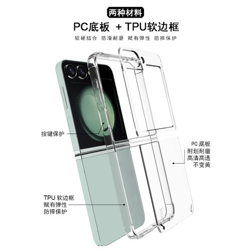 IMAK三星Z Fold6 5G手机壳W25 Flip 5G/Z Flip6 5G保护套PC塑料透明硬底软硬套气囊防摔套Z Flip7 FE 5G - 图1