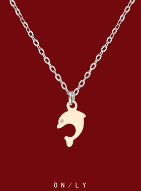 [水洗掉色]简约海豚鱼项链女轻奢小众ins气质高级吊坠百搭锁骨链