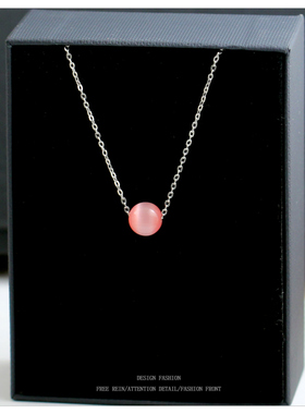 浪漫粉色少女项链女生轻奢小众设计感高级猫眼石锁骨颈链2026新款