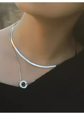 精致款禁欲刀片颈链蛇骨链女银色小众不掉色嘻哈锁骨链项链男潮款