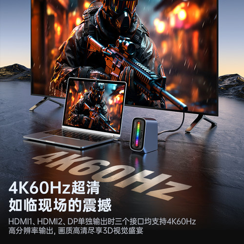 品胜拾音桌面拓展坞typec转双HDMI扩展DP多屏显示投屏转换USB3.2分线器千兆网口转接m2硬盘盒适用mac雷电4 wh - 图2