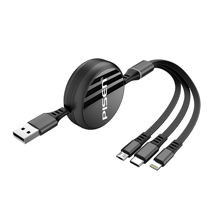 品胜数码旗舰店品胜数据线三合一充电线器一拖三伸缩华为oppo手机快充加长苹果安卓type-c多功能闪充三头二合一车载usb冲电x0