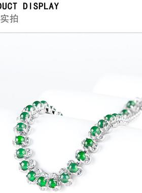 天然a货翡翠满绿女款玉石手链