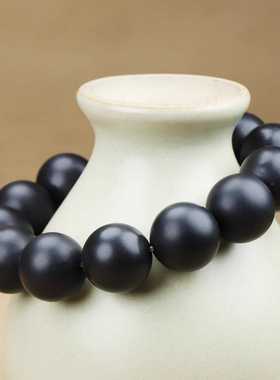 新疆天然和田玉墨玉圆珠手串男女手链玉石佛珠手饰珠宝保真假必赔