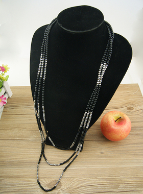 韩国多层珍珠水晶长款时尚饰品