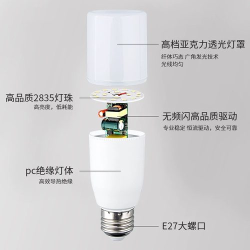 卡奇洛led灯泡e27螺口玉米灯螺旋家用筒灯超亮小圆柱形光源照明灯 - 图1