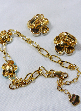 小清新三色花朵铜镀金手链