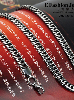 钛钢复古抹黑男士朋克风蛇骨链