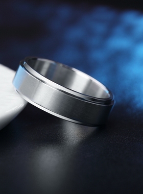 可转动光面钛钢戒指男士男款指环
