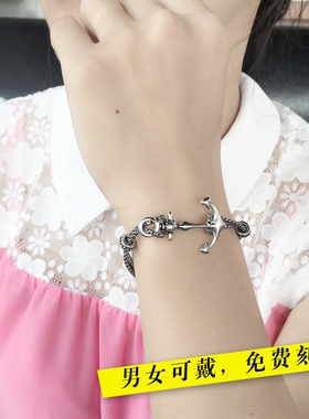 复古钛钢不变色手链男士女士创意个性手饰韩版不锈钢简约刻字礼品