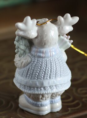 圣诞驯鹿摆件陶瓷手绘美式复古