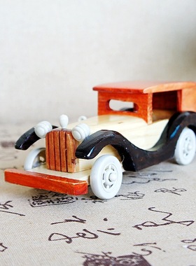 复古木质老爷车模型摆件收藏礼品