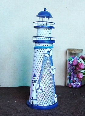 地中海风铁艺灯塔装饰摆件