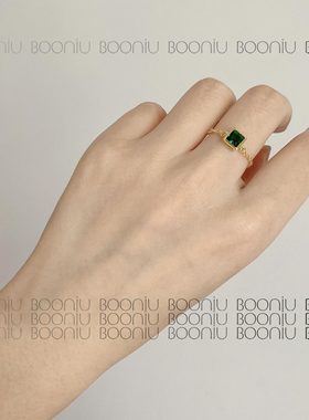 东大门韩国祖母绿链条可调节戒指