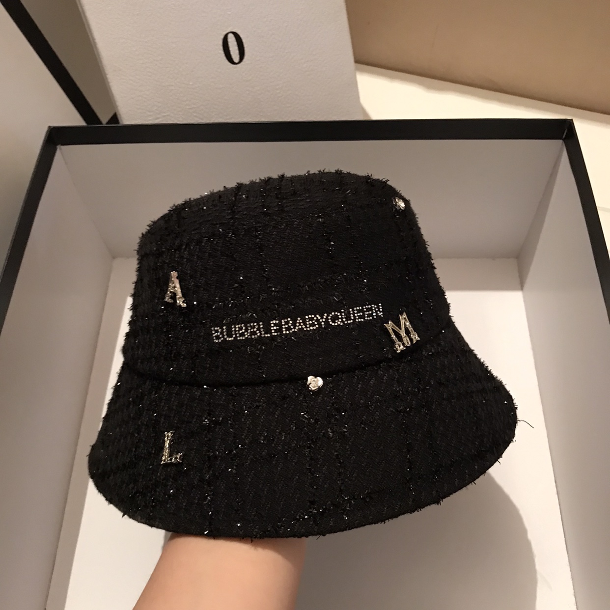 秋冬季黑色渔夫帽女韩版百搭粗花呢盆帽潮显脸小宽檐大头围帽子潮 - 图2