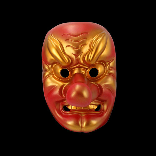 万圣节日本能剧天狗般若装扮纹身火锅店COS武士绿鱼头树脂面具 - 图0