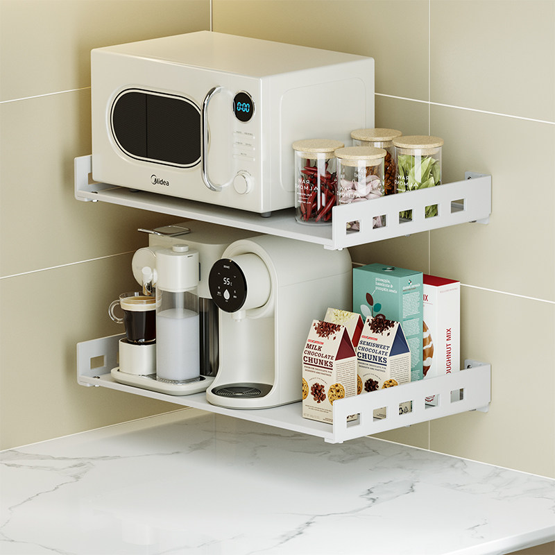 厨房微波炉置物架免打孔挂电饭煲烤箱支架多功能台面空气炸锅收纳,淘宝优惠券,粉丝福利购,淘宝优惠卷
