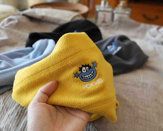 Practical double-sided wearable scarf embroidered little monster stretch polar fleece neck warm scarf baby middle and older children