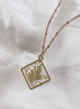 植物记忆天然叶子原创金箔项链