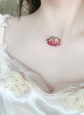 小王子的玫瑰花原创设计真花隐形项链玫瑰花 真花项链 隐形锁骨链