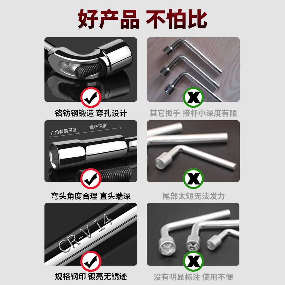 套筒扳手工具套装L型内六角烟斗扳手工具7/8mm套筒弯头7字型大全 - 图0