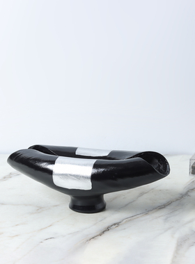 现代新中式银抽象艺术花器纯手绘拉胚花瓶创意摆件桌面餐厅样板间