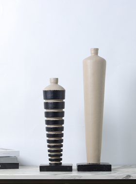 现代轻奢侘寂风仿木质高脚树脂摆件复古禅意民宿玄关电视柜装饰品