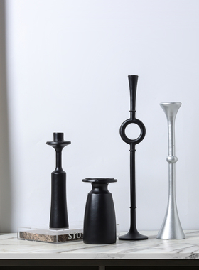 现代轻奢极简几何烛台创意摆件工艺品桌面餐桌装饰样板间软装饰品