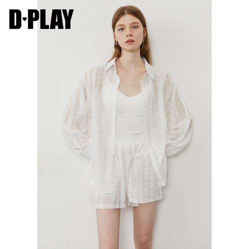 DPLAY2026年夏季白色衬衫套装松弛感休闲法式上衣两件套懒人穿搭 - 图0