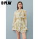 DPLAY lace-up waist smocked dress