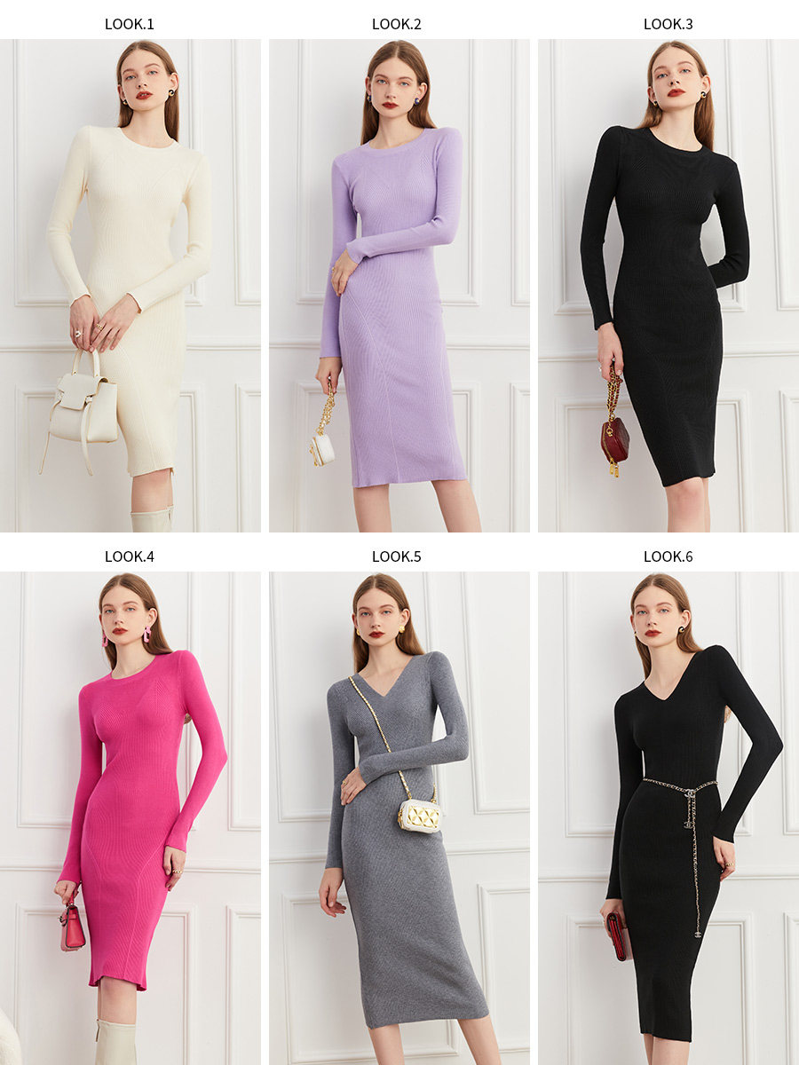 DPLAY【惠品】秋装季新品通勤ol时尚灰色V领修身螺纹针织连衣裙,淘宝优惠券,粉丝福利购,淘宝优惠卷