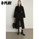 DPLAY2025年冬季新款黑色100羊毛毛呢外套翻领长款双面呢大衣