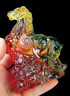 新年水晶琉璃生肖马摆件马到成功