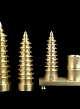 铜文昌塔笔筒摆件学生书案摆设