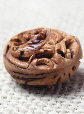 桃核雕刻十二生肖吊坠