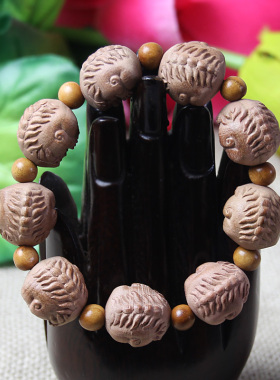 桃木木雕十八罗汉手腕莲花手串