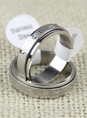 镀钛金六字真言戒指可转动指环