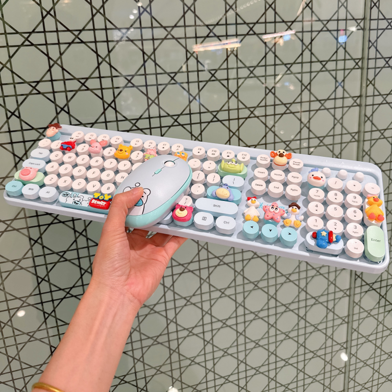 多巴胺DIY叮当猫鼠标键盘无线女生可爱卡通M豆键盘无线键鼠套装,淘宝优惠券,粉丝福利购,淘宝优惠卷